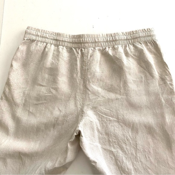 L.L. Bean Cream Beige Linen Straight Wide Leg Pants Size 16 Petite Lagenlook - Picture 6 of 13